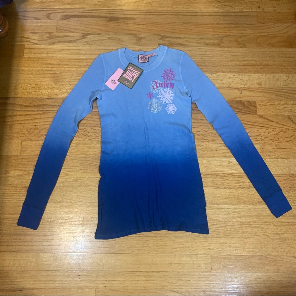 Juicy Couture Gela and Pam Heritage Ex-Ombre Thermal Crewneck Top Women's Small